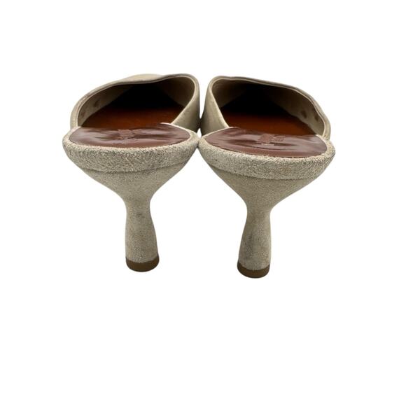 Le Monde Beryl Neutral Cream Suede Leather Kitten Heel Pointed Toe Mules - Picture 6 of 12